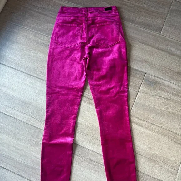 PAIGE Margot Ankle High Rise Pink Velvet Skinny Jeans Size 26 - Picture 9 of 10